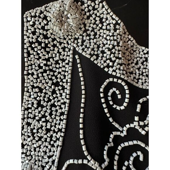 Jkara New York Embroidered Beaded Sleeveless Black Top Women's Size Small - Picture 7 of 7